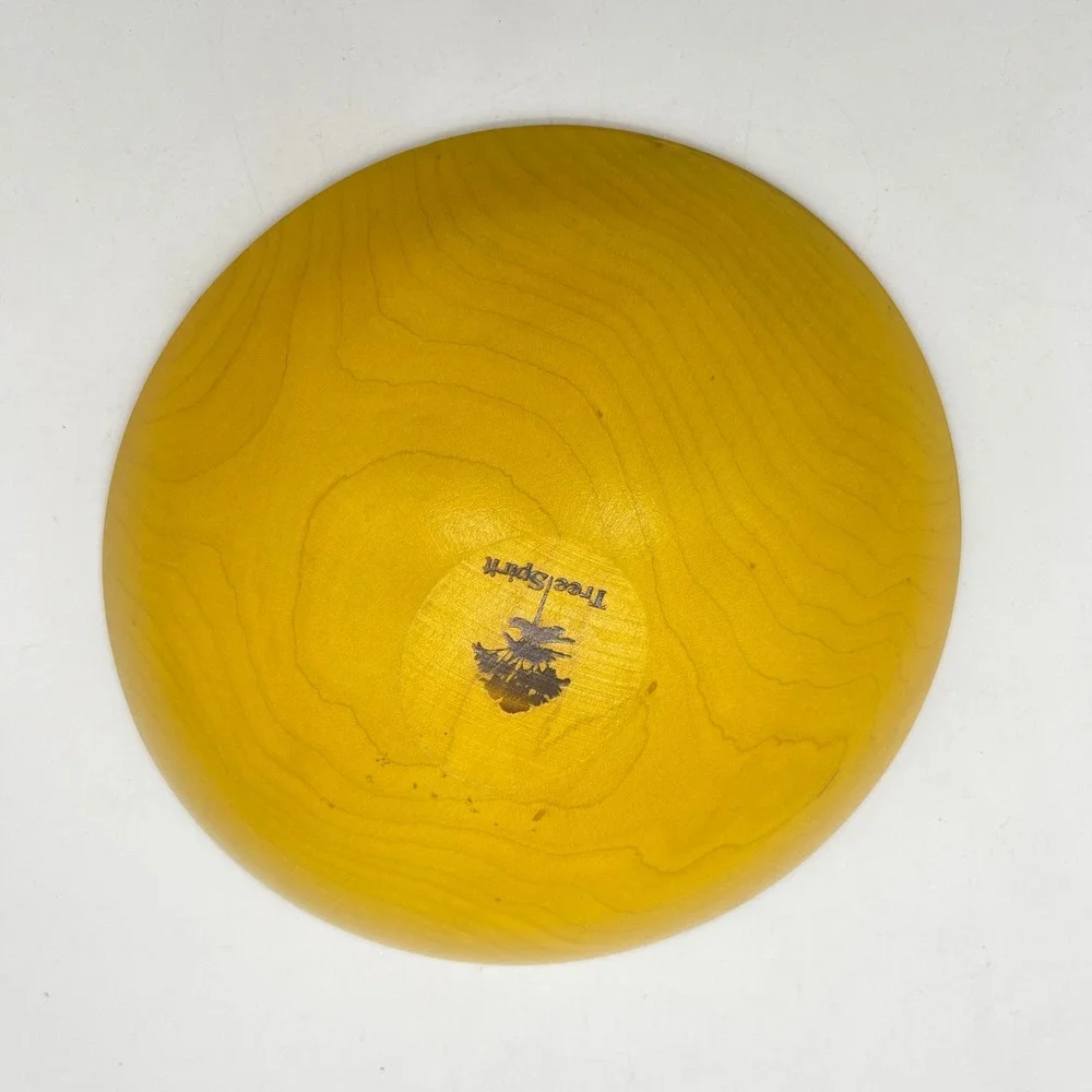 Tree Spirit Wood Serving Bowls Set of 3 Purple‎ and Yellow Dyed Wooden Decor